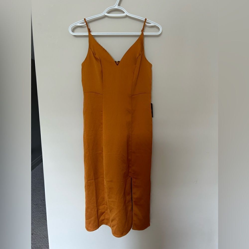NWT Express Brown Yellow Midi Dress